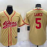 Men's San Francisco 49ers Trey Lance #5 Gold Game Jersey1 Joint Edition
