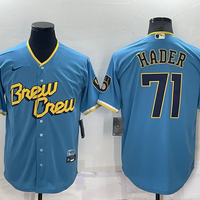 Men's Milwaukee Brewers Josh Hader #71 Blue Stitched Jersey1