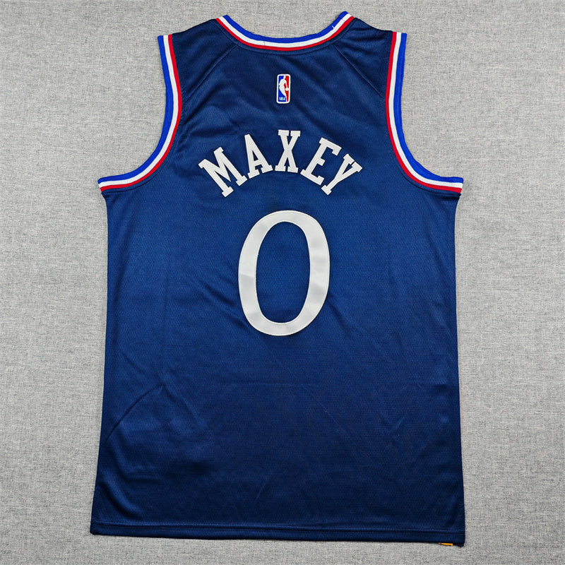 Men's Philadelphia 76ers Tyrese Maxey #0 Navy 2025/26 Swingman Jersey - City Edition