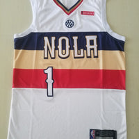 Men's New Orleans Pelicans Zion Williamson #1 NBA White Swingman Jersey1