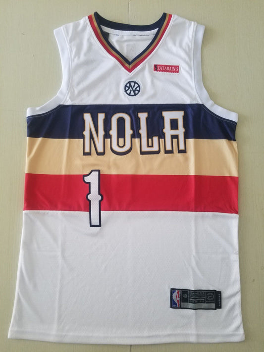 Men's New Orleans Pelicans Zion Williamson #1 NBA White Swingman Jersey1