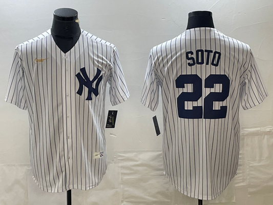 Men's New York Yankees Juan Soto #22 White Home Cooperstown Collection Player Jersey1