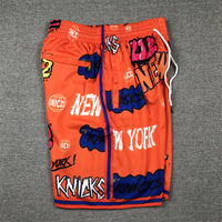 Men's New York Knicks Orange Graffiti Edition Pocket Shorts1