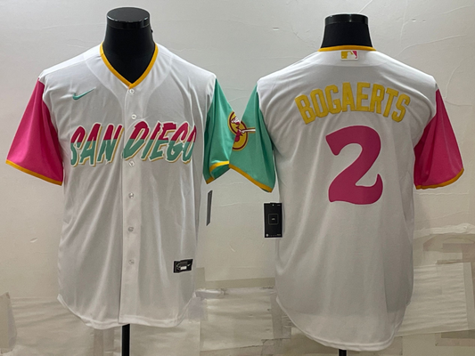 Men's San Diego Padres Xander Bogaerts #2 White City Connect Replica Player Jersey1