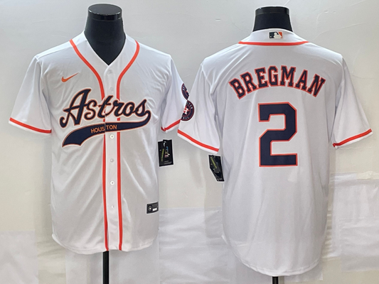 Men's Houston Astros Alex Bregman #2 White Replica Jersey1 Joint Edition