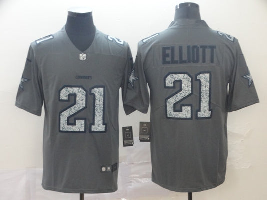 Men's Dallas Cowboys Ezekiel Elliott #21 Gray Player Game Jersey1