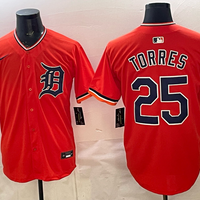 Men's Detroit Tigers Gleyber Torres #25 Orange Alternate Stadium Jersey
