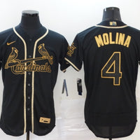 Men's St. Louis Cardinals Yadier Molina #4 Black Stitched Jersey1