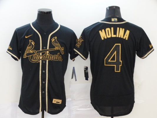 Men's St. Louis Cardinals Yadier Molina #4 Black Stitched Jersey1