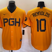 Men's Pittsburgh Pirates Bryan Reynolds #10 Gold 2023 City Connect Replica Player Jersey1
