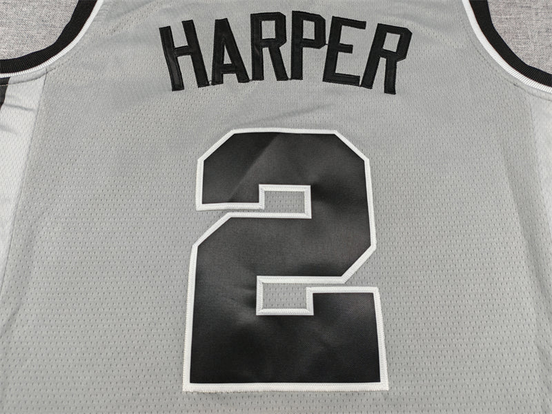 Men's San Antonio Spurs Dylan Harper #2 Silver Swingman Jersey - Statement Edition