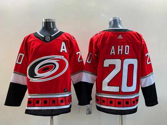 Men's Carolina Hurricanes Sebastian Aho #20 Red Home Breakaway Player Jersey1