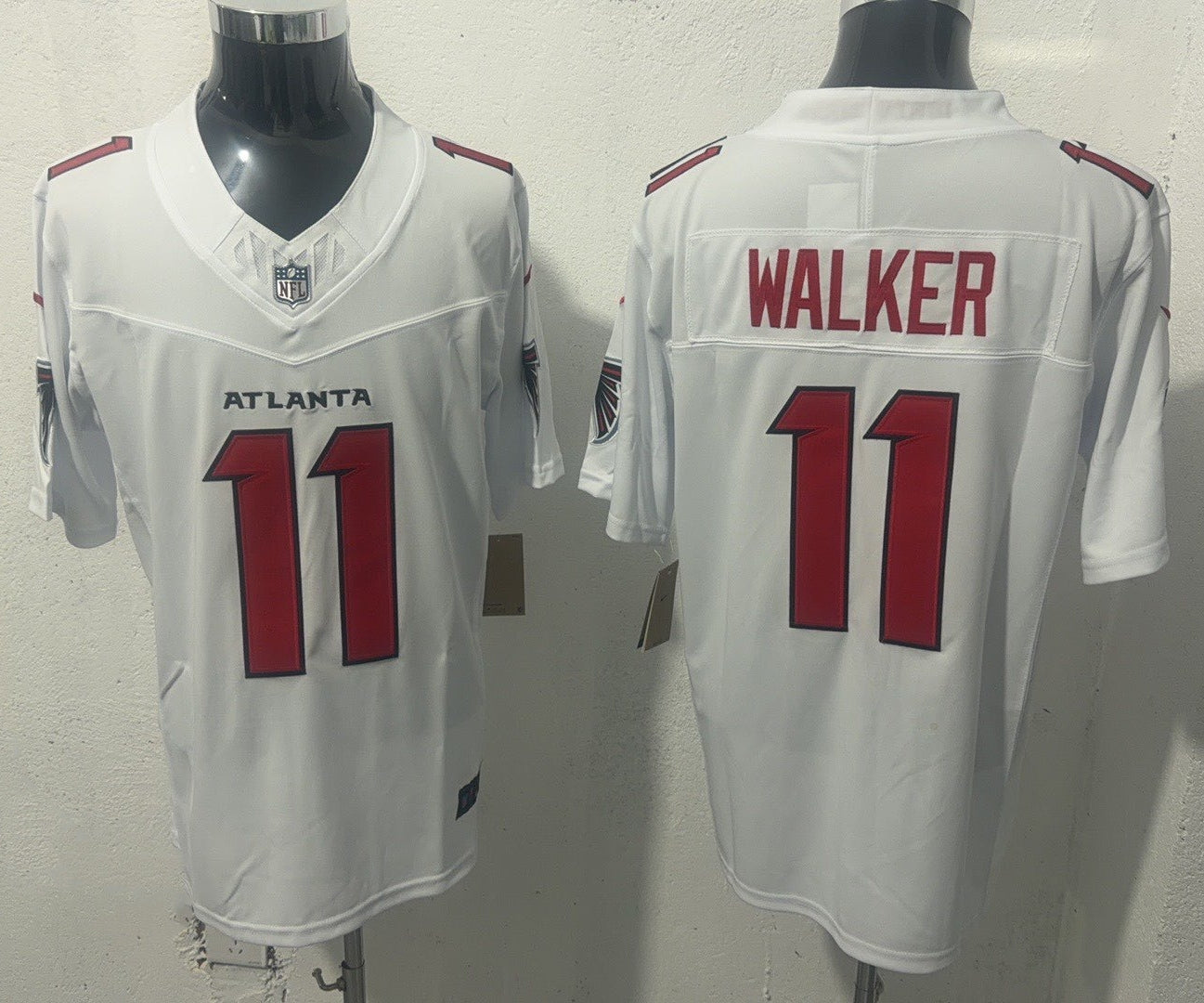 Men's Atlanta Falcons Jalon Walker #11 White Game Player Jersey