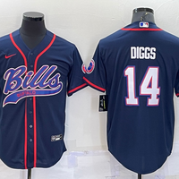 Men's Buffalo Bills Stefon Diggs #14 Navy Game Jersey1 Joint Edition