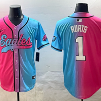 Men's Philadelphia Eagles Jalen Hurts #1 Pink/Blue Game Jersey