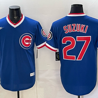 Men's Chicago Cubs Seiya Suzuki #27 Royal Throwback Cooperstown Collection Limited Jersey