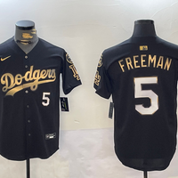 Men's Los Angeles Dodgers Freddie Freeman #5 Black Game Player Jersey1