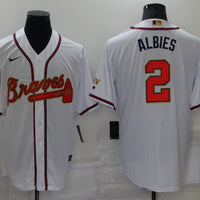 Men's Atlanta Braves Ozzie Albies #2 White Stitched Player Jersey1