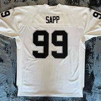 Men's Oakland Raiders Warren Sapp Mitchell & Ness White Legacy Replica Jersey1