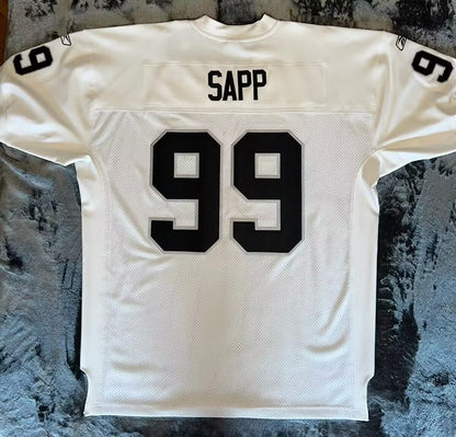 Men's Oakland Raiders Warren Sapp Mitchell & Ness White Legacy Replica Jersey1