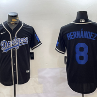 Men's Los Angeles Dodgers Enrique Hernandez #8 Black Replica Game Jersey1