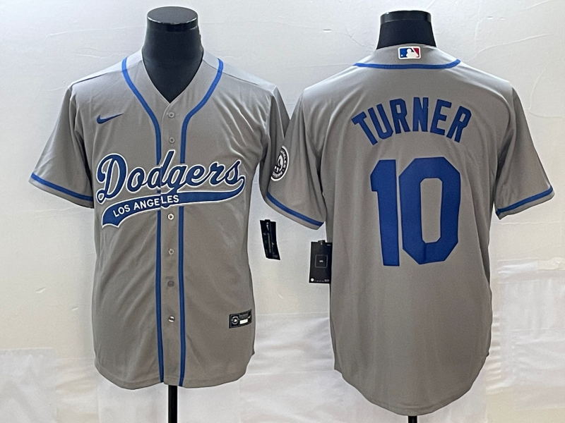 Men's Los Angeles Dodgers Justin Turner #10 Gray Player Jersey1 Joint Edition