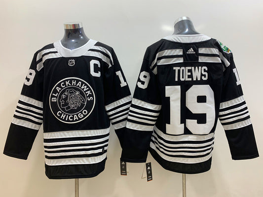 Men's Chicago Blackhawks Jonathan Toews #19 Black Breakaway Jersey1