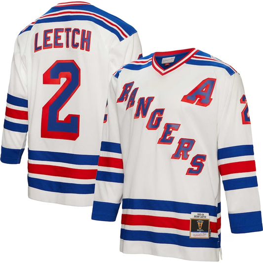 Men's New York Rangers Brian Leetch #2 White Player Game Jersey1