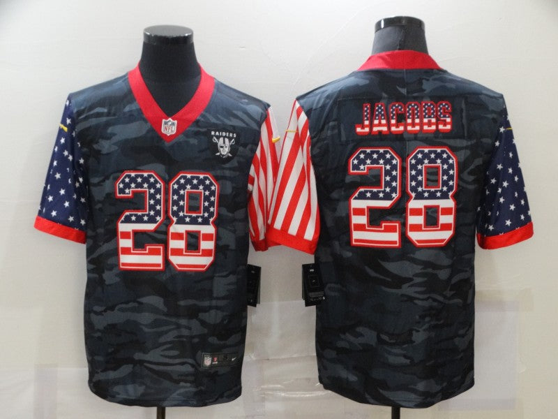 Men's Las Vegas Raiders Josh Jacobs #28 Grey Camouflage Game Jersey1