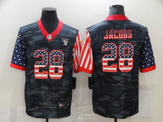 Men's Las Vegas Raiders Josh Jacobs #28 Grey Camouflage Game Jersey1