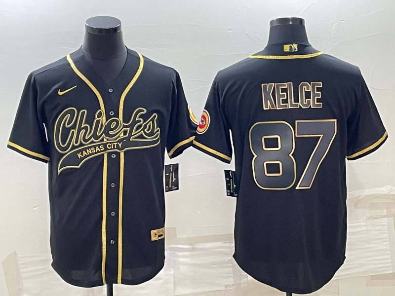 Men's Kansas City Chiefs Travis Kelce #87 Black Player Jersey1 Joint Edition