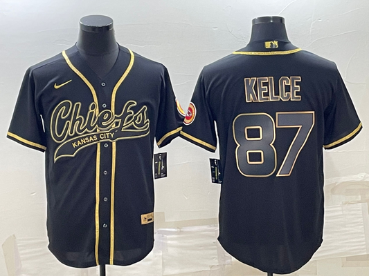 Men's Kansas City Chiefs Travis Kelce #87 Black Player Jersey1 Joint Edition