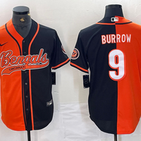 Men's Cincinnati Bengals Joe Burrow #9 Orange/Black Game Player Jersey2 Joint Edition