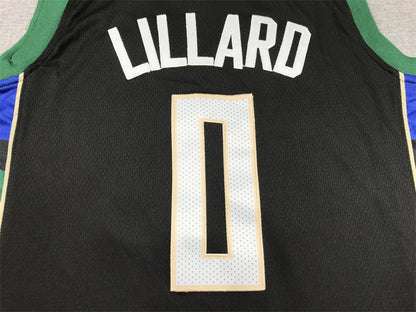 Men's Milwaukee Bucks Damian Lillard #0 Black Swingman Jersey1