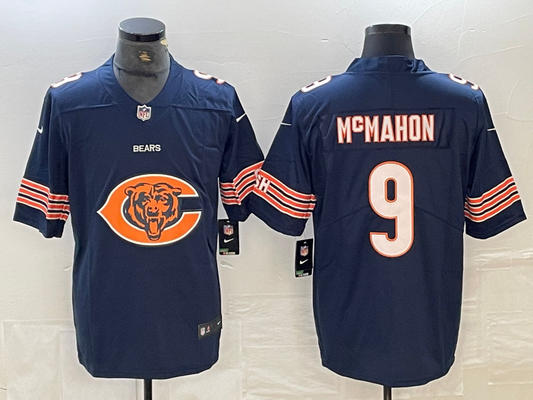 Men's Chicago Bears Jim McMahon #9 Navy Game Retired Player Jersey1