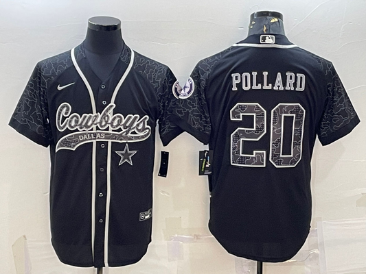 Men's Dallas Cowboys Tony Pollard #20 Black RFLCTV Limited Jersey1 Joint Edition