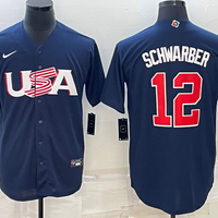 Men's 2023 World Baseball Classic #12 Kyle Schwarber USA Navy Jersey1