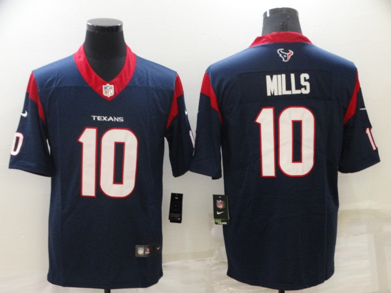 Men's Houston Texans Davis Mills #10 Navy Game Jersey1