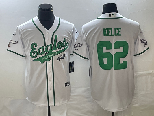 Men's Philadelphia Eagles Jason Kelce #62 White Game Jersey1 Joint Edition