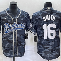 Men's Los Angeles Dodgers Will Smith #16 Grey Camouflage Player Jersey1 Joint Edition