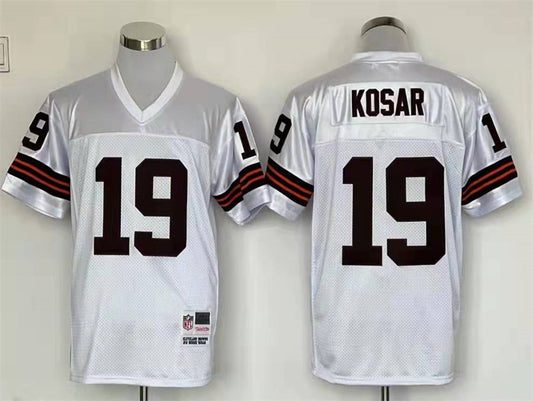 Men's Cleveland Browns Bernie Kosar Mitchell & Ness White Legacy Replica Player Jersey1