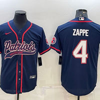 Men's New England Patriots Bailey Zappe #4 Navy Game Jersey1 Joint Edition