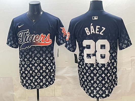 Men's Detroit Tigers Javier Baez #28 Navy Game Player Jersey