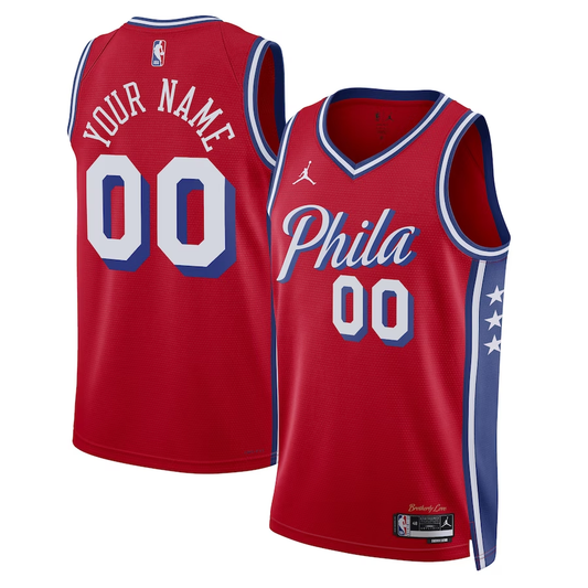 Men's Philadelphia 76ers Red 2022/23 Swingman Custom Jersey1 - Statement Edition
