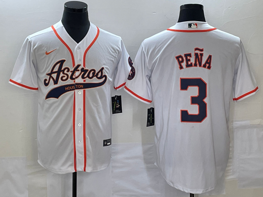 Men's Houston Astros Jeremy Pena #3 White Replica Jersey1 Joint Edition