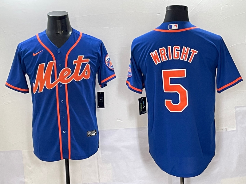 Men's New York Mets1 David Wright #5 Royal Replica Player Jersey