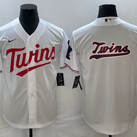 Men's Minnesota Twins White Home Replica Team Logo Jersey1