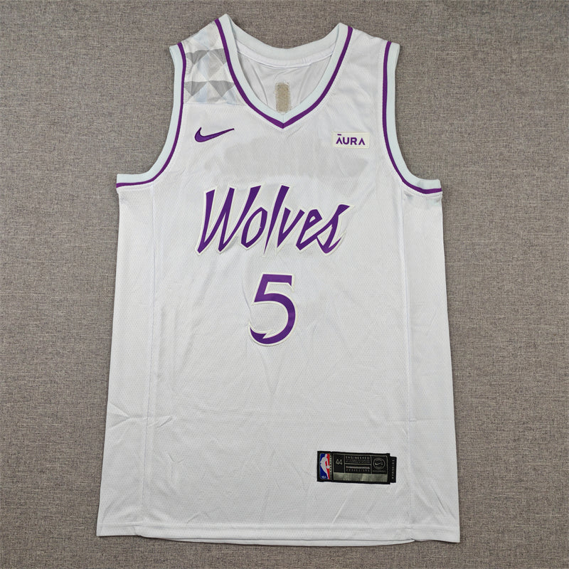 Men's Minnesota Timberwolves Anthony Edwards #5 White Swingman Player Jersey1
