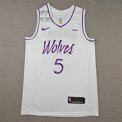 Men's Minnesota Timberwolves Anthony Edwards #5 White Swingman Player Jersey1