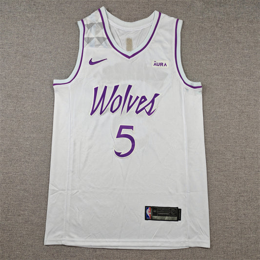Men's Minnesota Timberwolves Anthony Edwards #5 White Swingman Player Jersey1